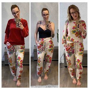 Saturday Sunday Anthropologie Edita floral Sweatsuit Size Small